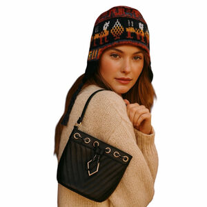 Free People Black Quilted Leather Crossbody Shoulder Bag Gold Chain Boho Purse